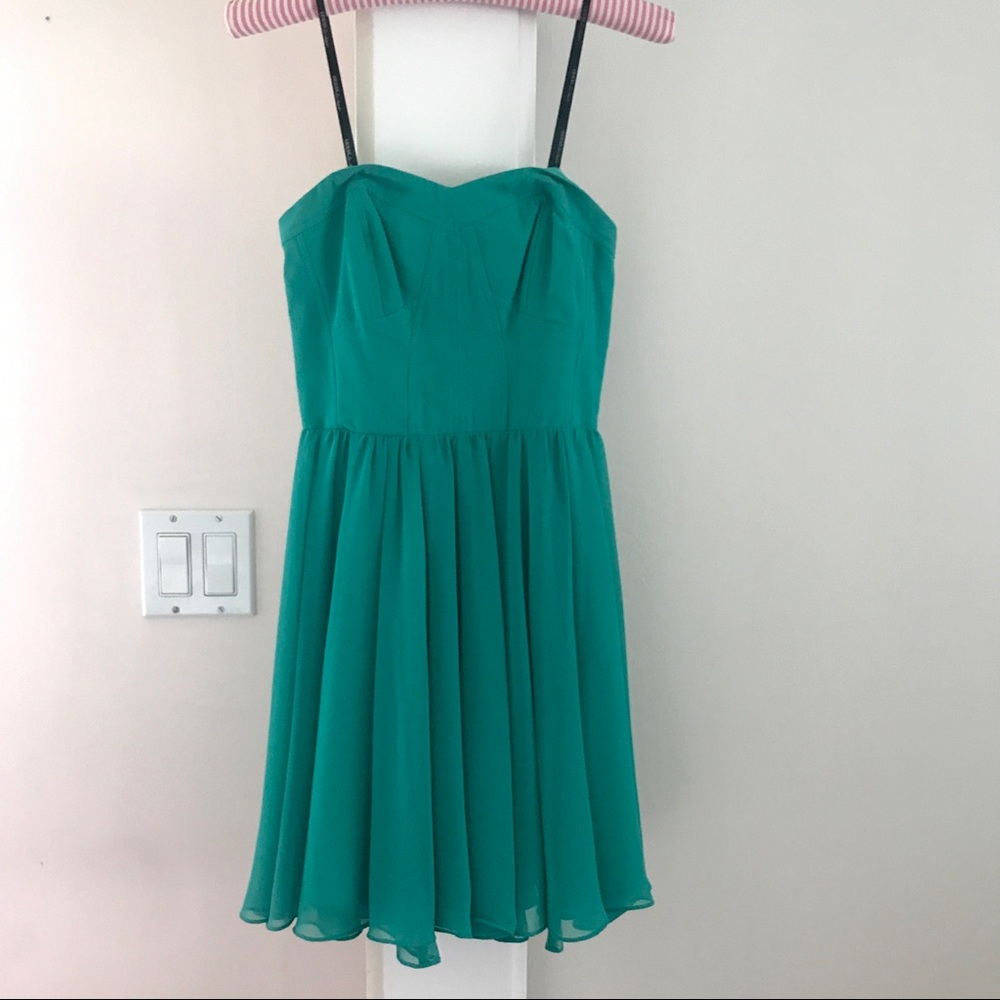 Guess Los Angeles teal strapless fit & flare dress